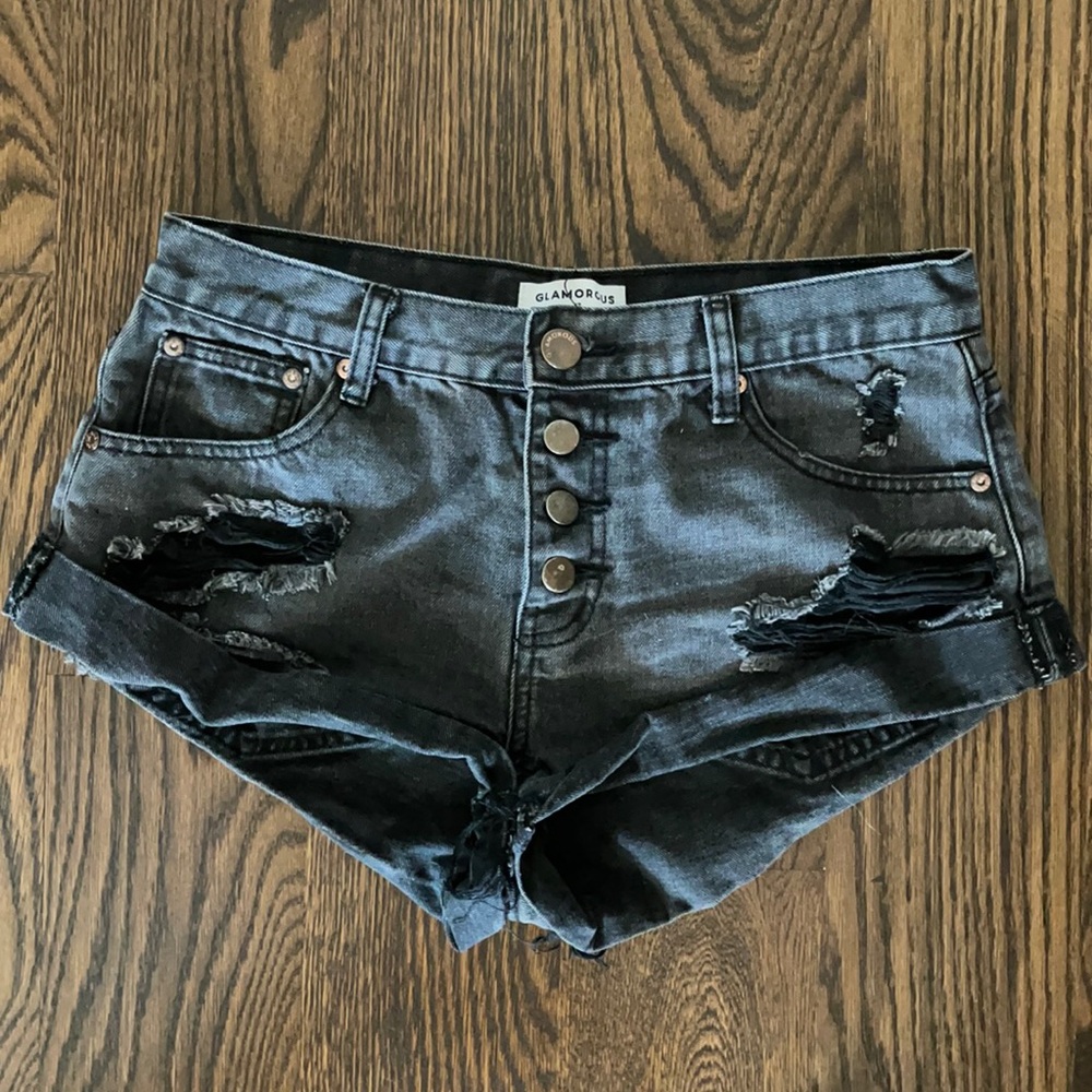 Black distressed Jean shorts